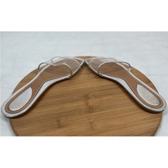 ZARA VINYL SLIDE SANDALS Silver Clear Strap Size US 7.5 EUR 38 Slip On 3626/310 - Picture 6 of 13